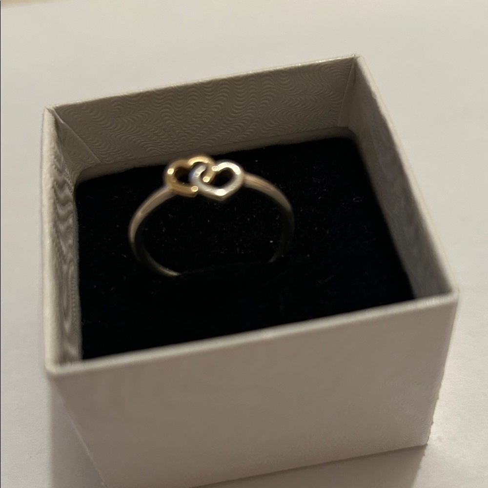 Pandora Silver and Gold Heart Ring